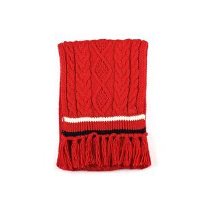 6894 Women's Cable With Stripe Scarf, Primary Red